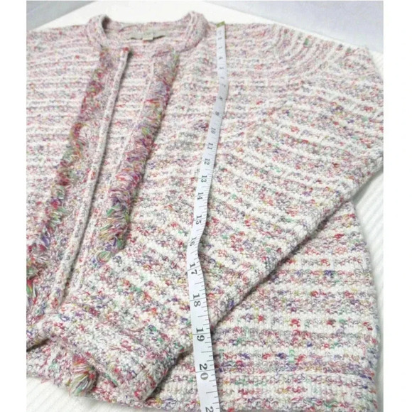 Loft Women's Open Front Sweater Cream Heathered Cardigan Rayon Cotton Size Small - Picture 4 of 6